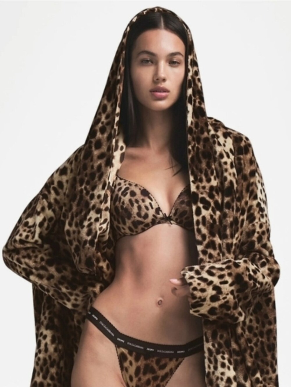 XL\2X Dolce & Gabanna X Skims Silk Terry And Satin Leopard Robe